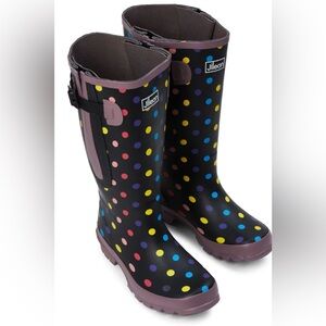 Jileon Rainbow Polka Dot Rain Boots Wide Calf Size 11